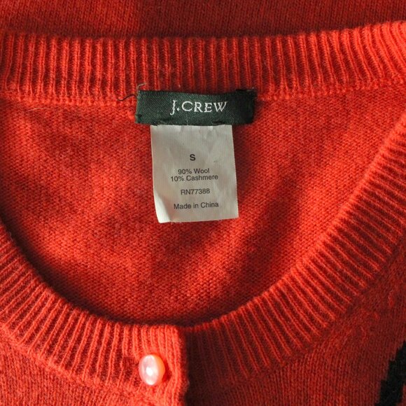 J. Crew VINTAGE Red Cardigan with France Map Design - Picture 5 of 5